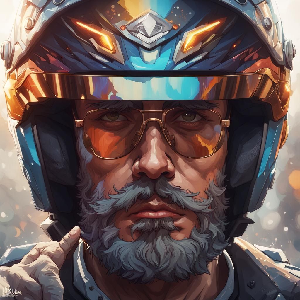 Motorcycle Portrait in Hyperdetailed Art Nouveau Style