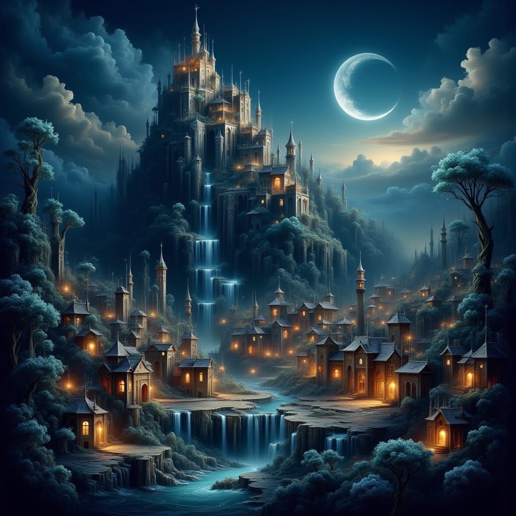 Moonlit Fantasy City for Winged Faes