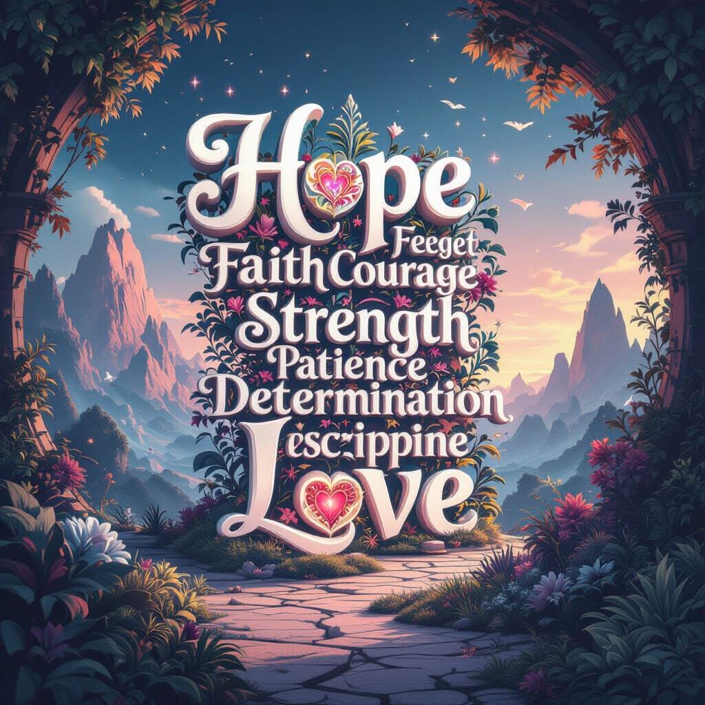 Inspirational Typography in a Dreamlike Fantasy Landscape