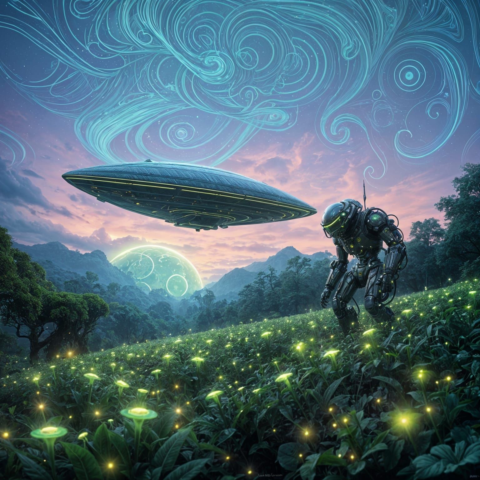 Ethereal Bioluminescent Vessel Embodies Whimsical Art Nouvea...