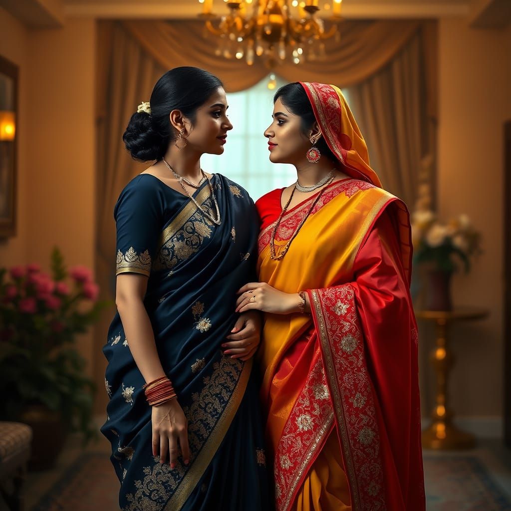 Women in Sarees: A Moment of Devotion