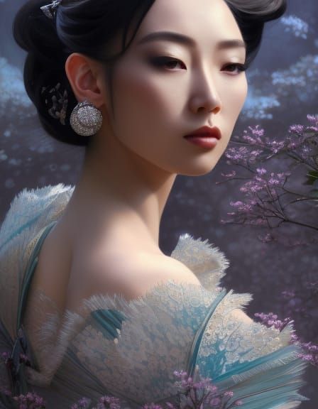 Gorgeous Asian Woman in Haute Couture Jewelry