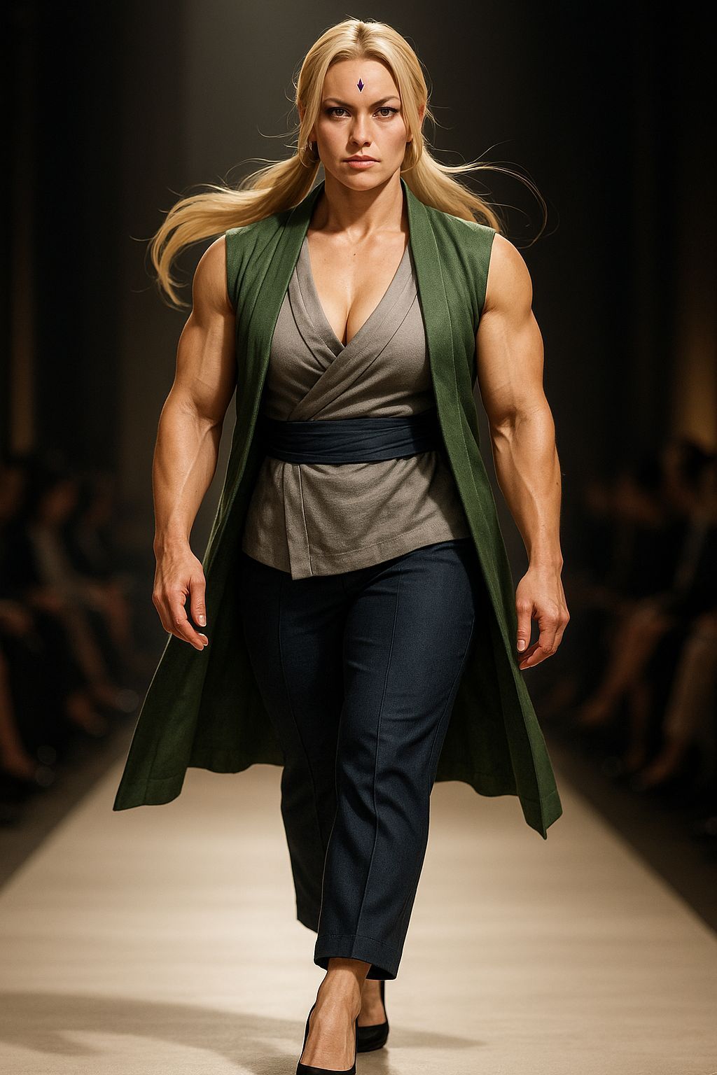 Blonde Woman on Runway in Hyperrealistic 3D Render