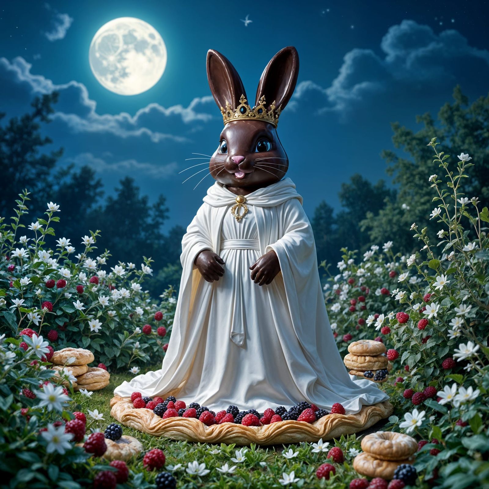 Colossal Chocolate Bunny Statue in Berry Garden