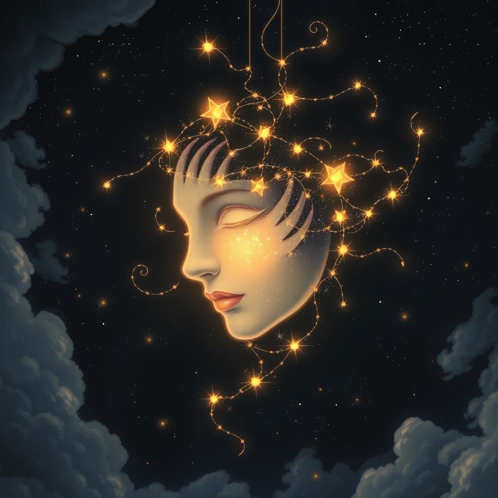 Ethereal Face Constellation in the Night Sky