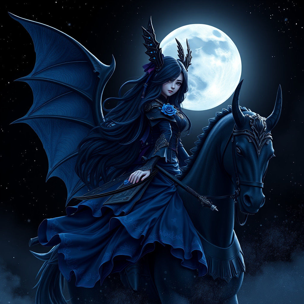 Rose Queen with Dragon Wings in Anime Style