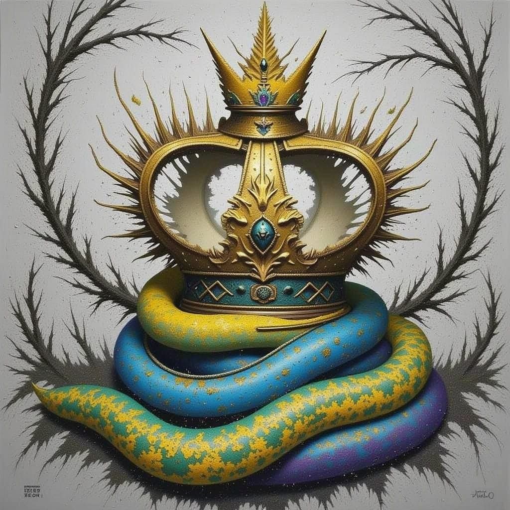 Snake Crown with Zentangle, Alcohol Ink Effect