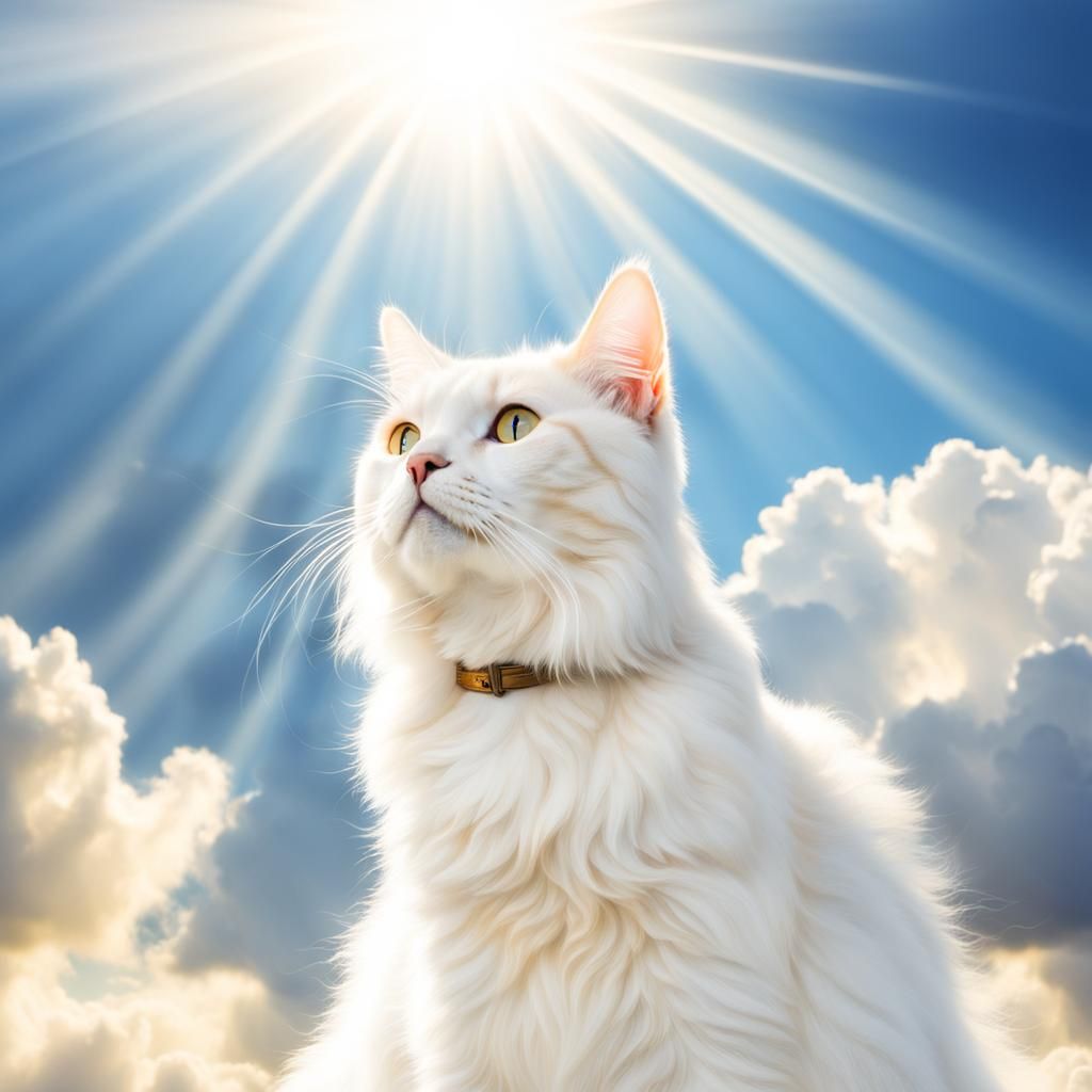Divine Cat in Heavenly Cloudscape
