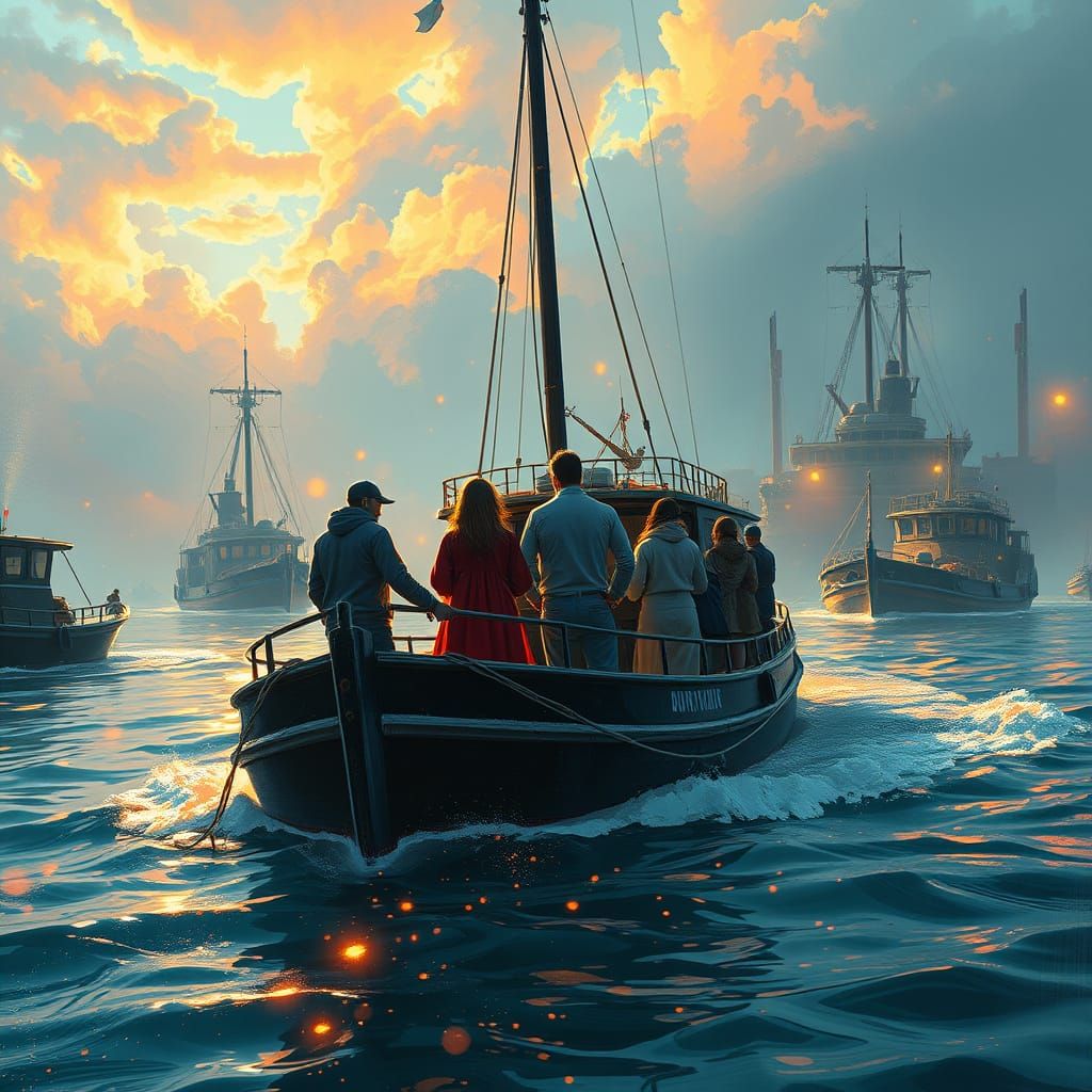 Vibrant Port Arrival in Triadic Color Scheme