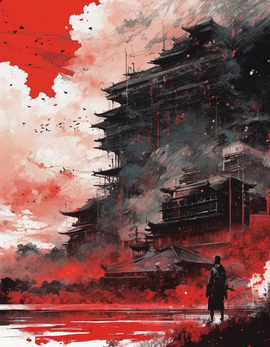 Majestic Ink-Splattered World by Night