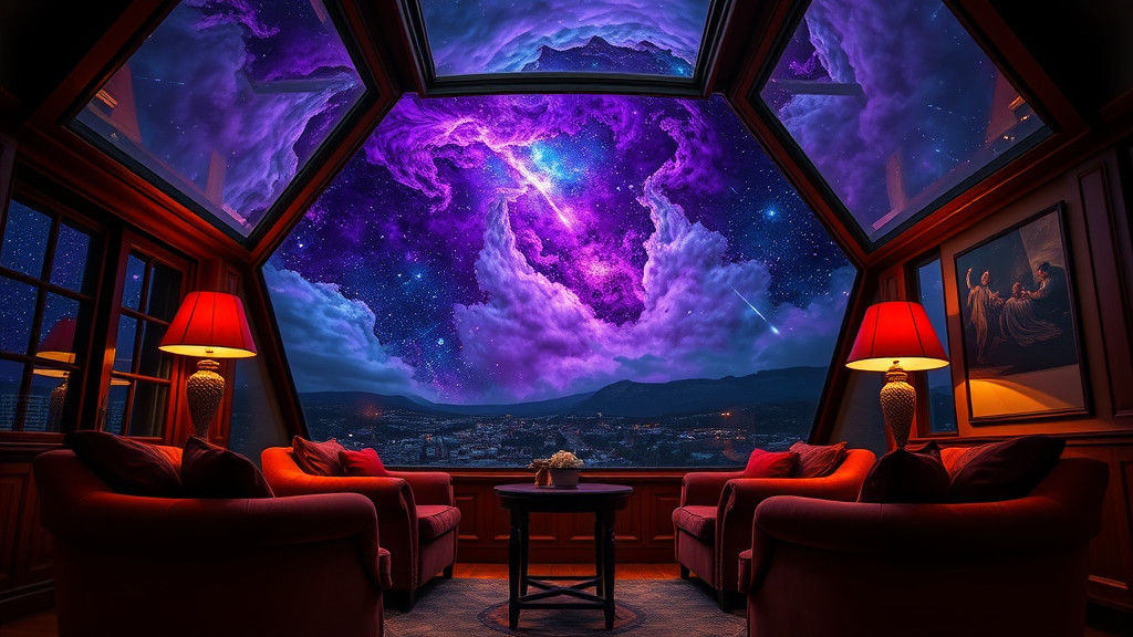 Cozy Room in Luzern with Meteor Shower, in Visionary Art Sty...