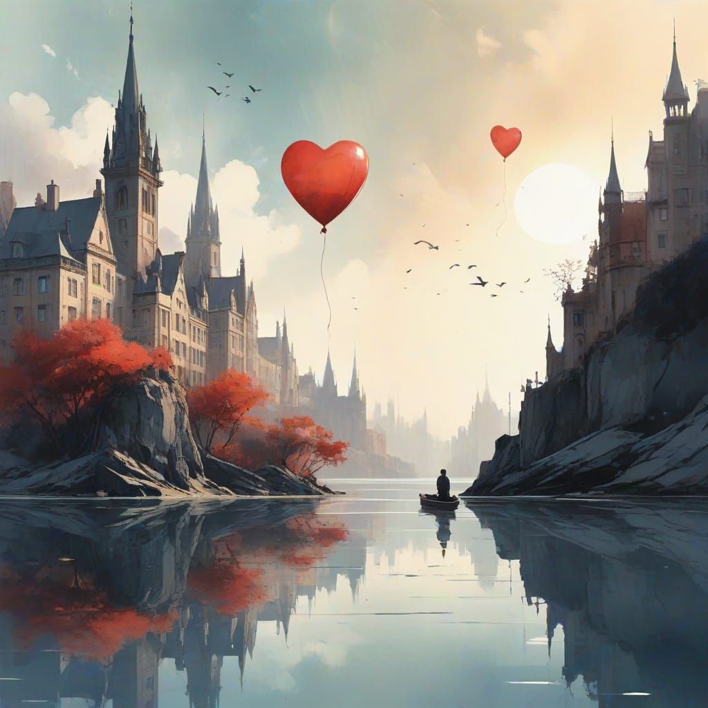 Solitary Figure in Harmony with Nature's Tranquility