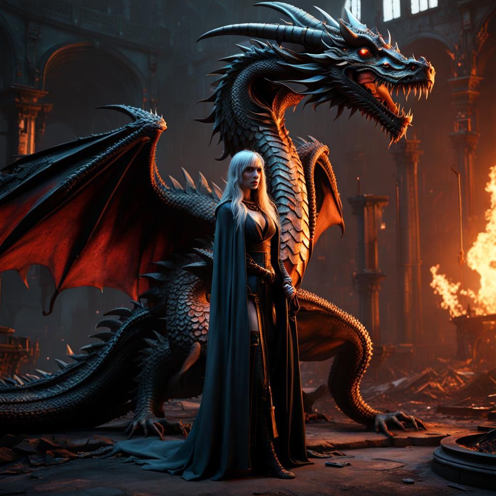 Dragon Witch Concept Art in Brutalist Style