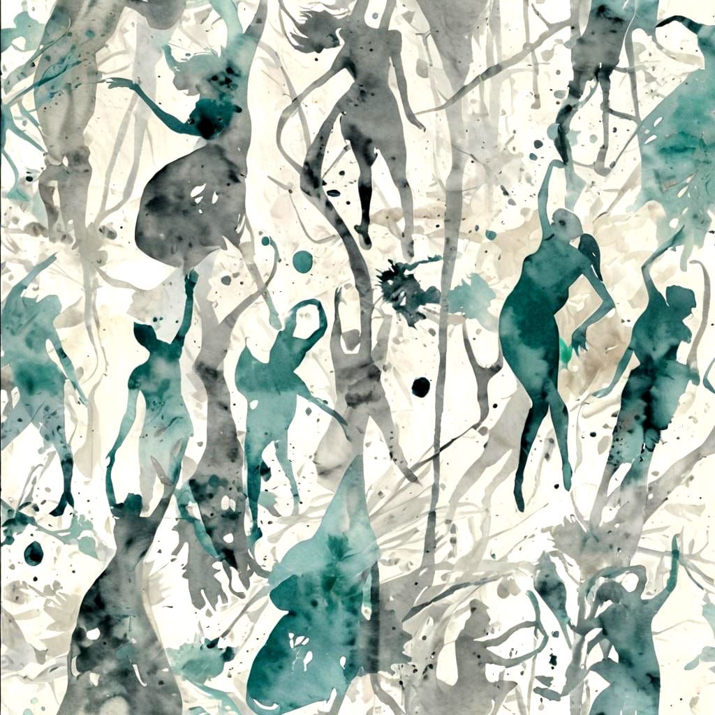 Modern Dancer Silhouette in Abstract Watercolor Design