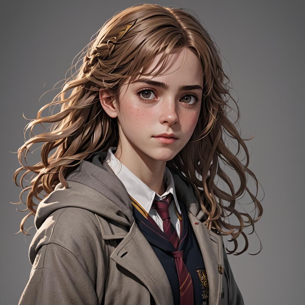 Hermione in Vibrant 3D Anime Style