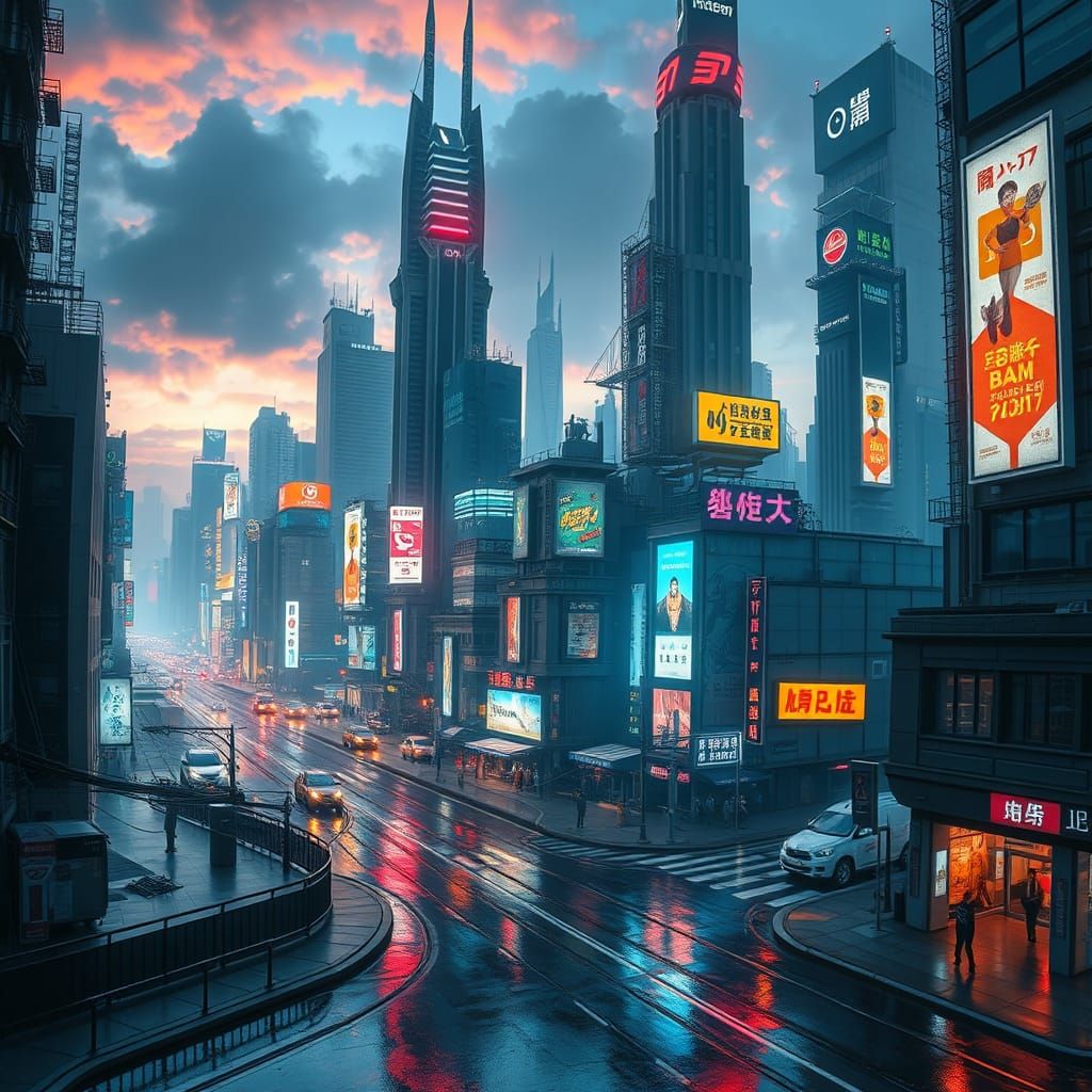 Ethereal Futuristic Metropolis at Twilight