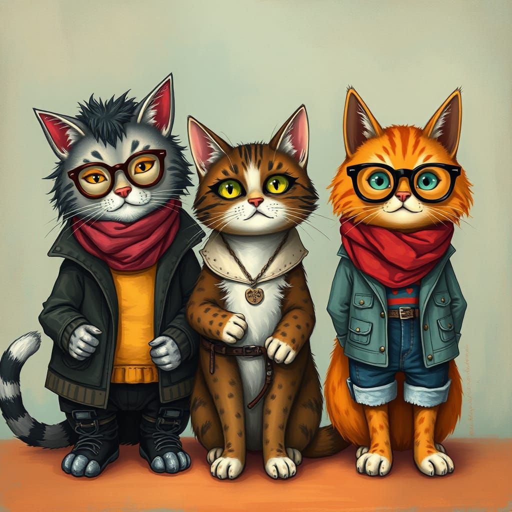Cats Through the Ages: A Whimsical Generational Portrait