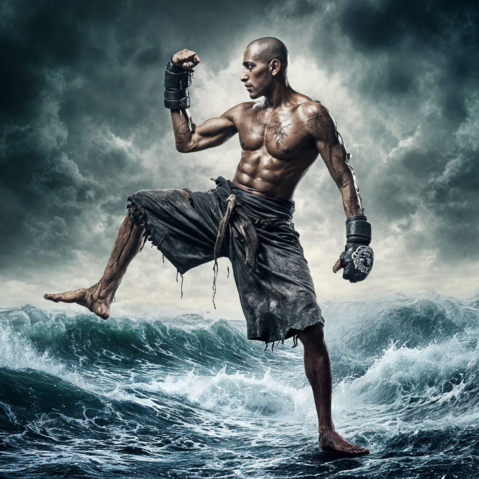 Fierce One-Armed Muay Thai Pirate Kickboxer