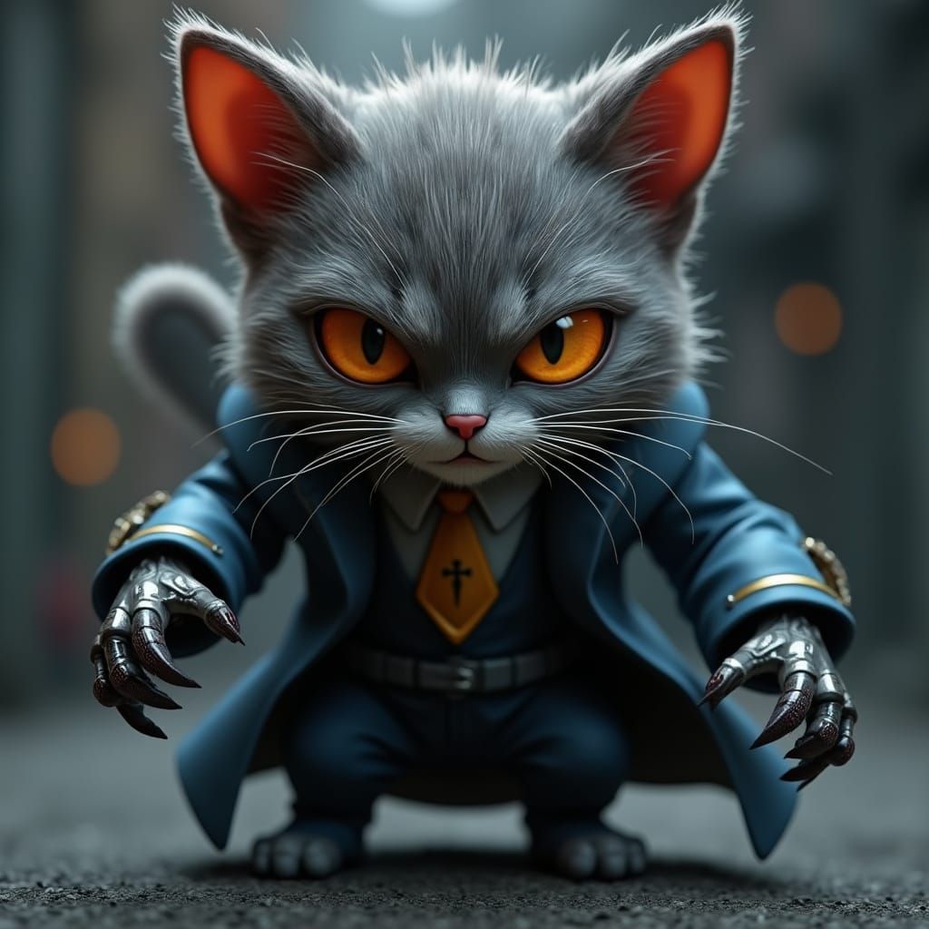 Munchkin Cat as Doc Ock in Anime Style