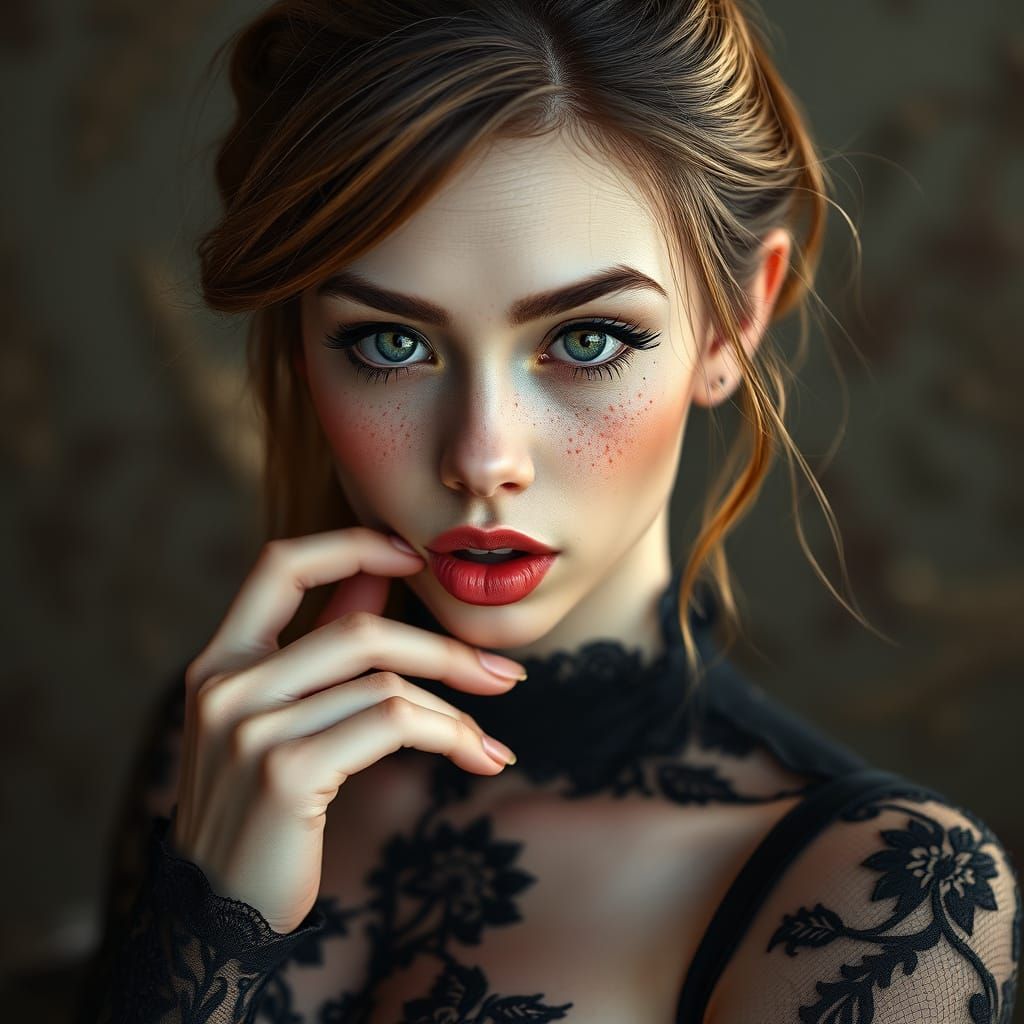 Sensual Duck-Woman Portrait in Hyperrealistic Romanticism
