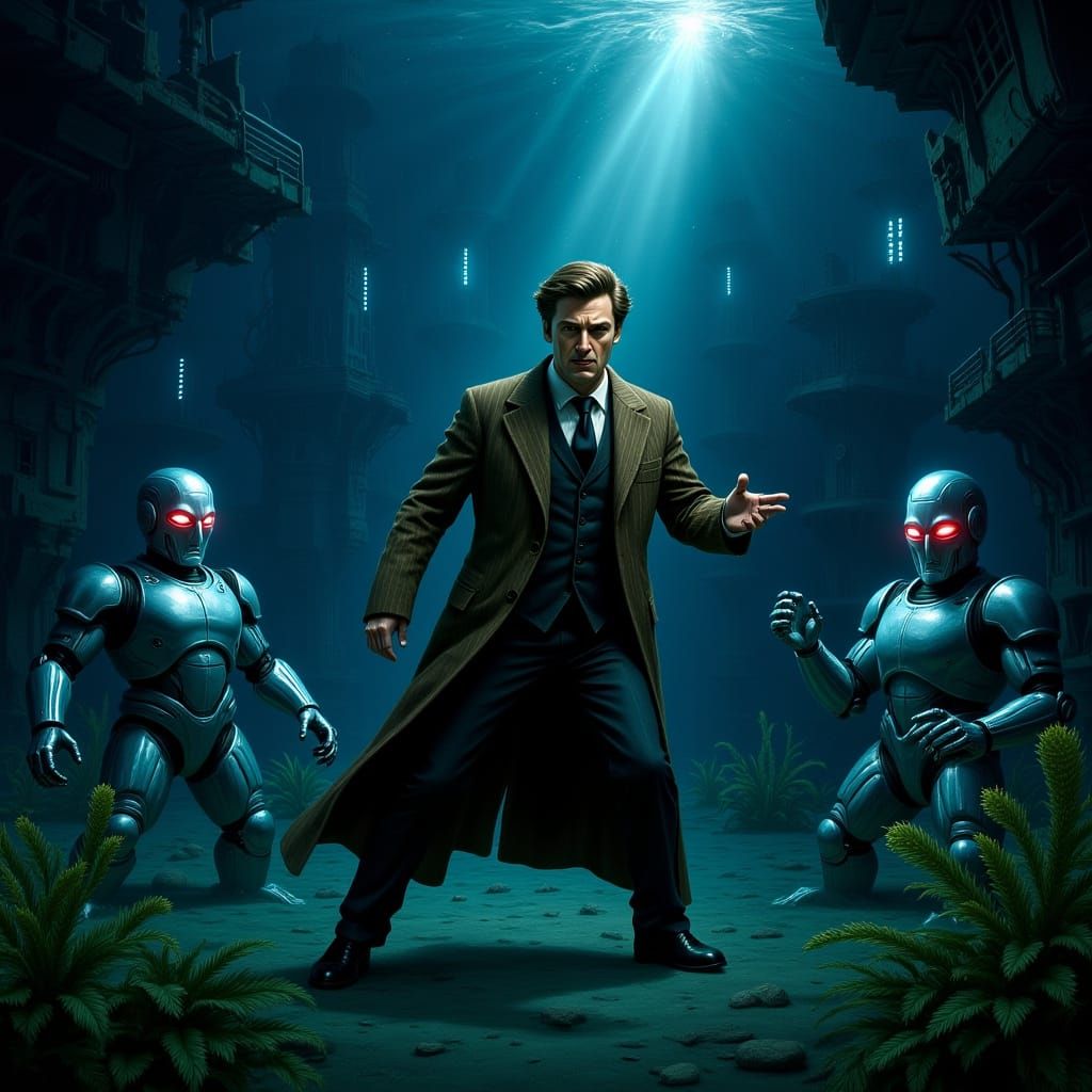 Doctor Who Fights Cybermen Underwater in Futuristic City