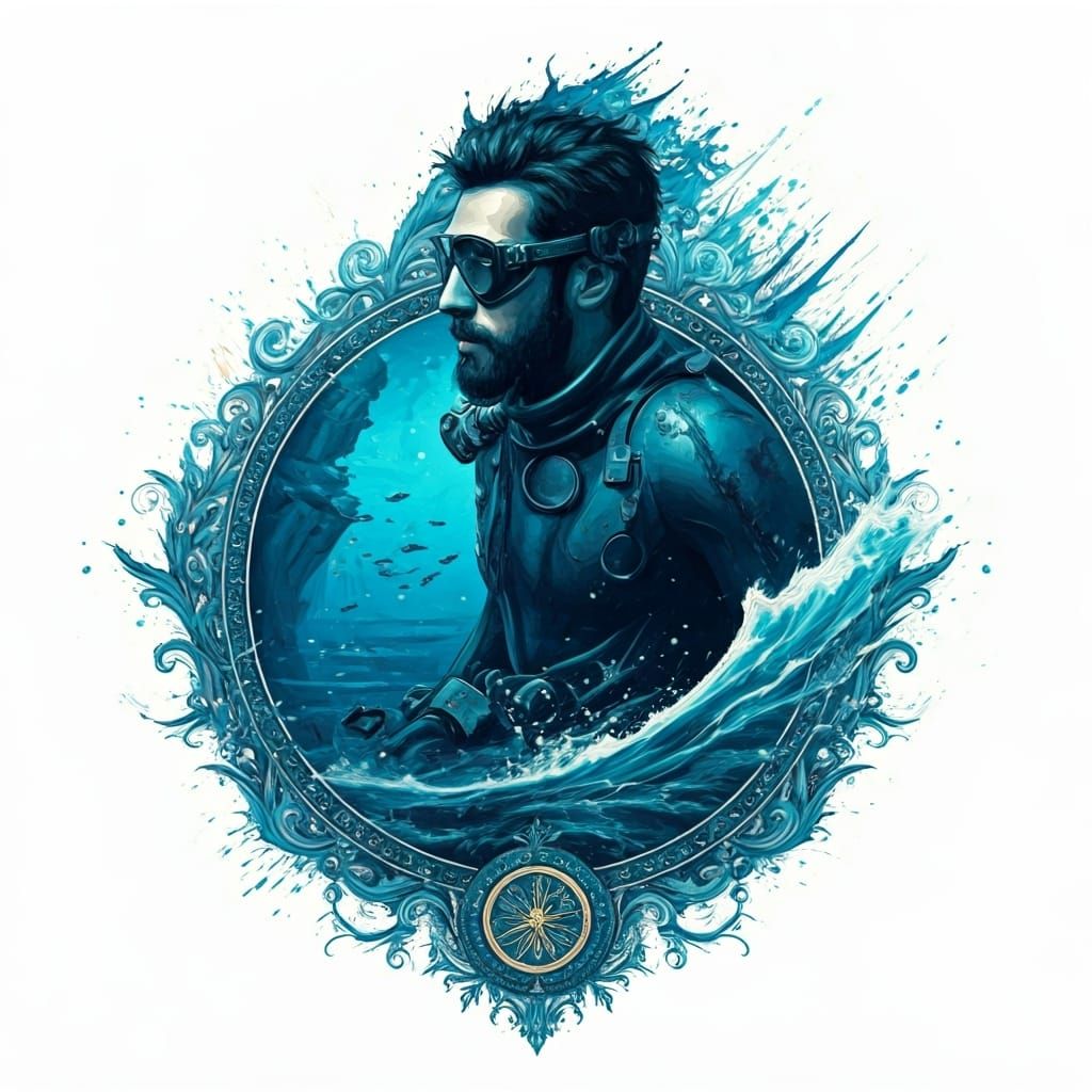 Lebanese Diving Captain Concept Art in Blue and White