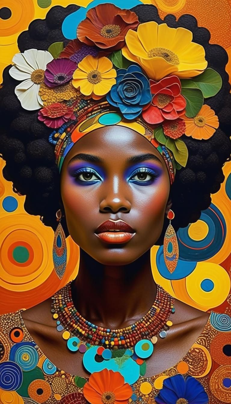 Mesmerizing Melanin Woman: Surreal Multicoloured Portrait