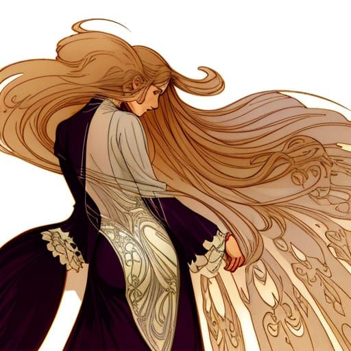 Art Nouveau Woman Vanishes with Ethereal Presence