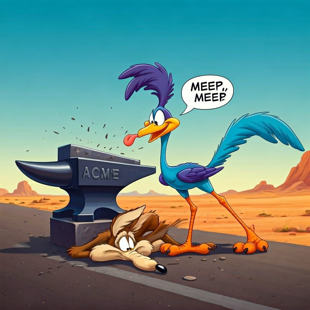 Road Runner Pranks Coyote with ACME Anvil