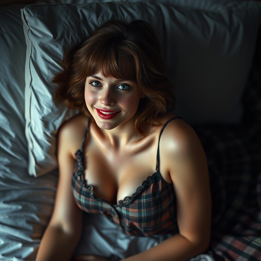 Woman in Plaid Nightgown, Nouvelle Vague Style