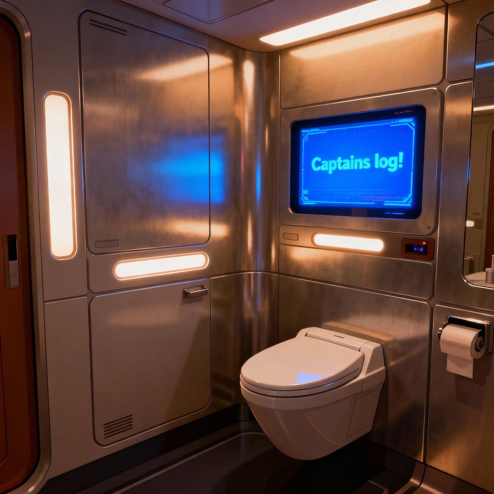 Futuristic Star Trek Captain's Restroom with "Captains Log" ...