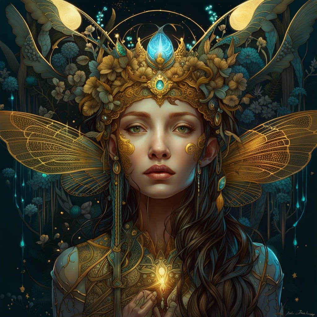 Bioluminescent Fairy Queen Digital Painting