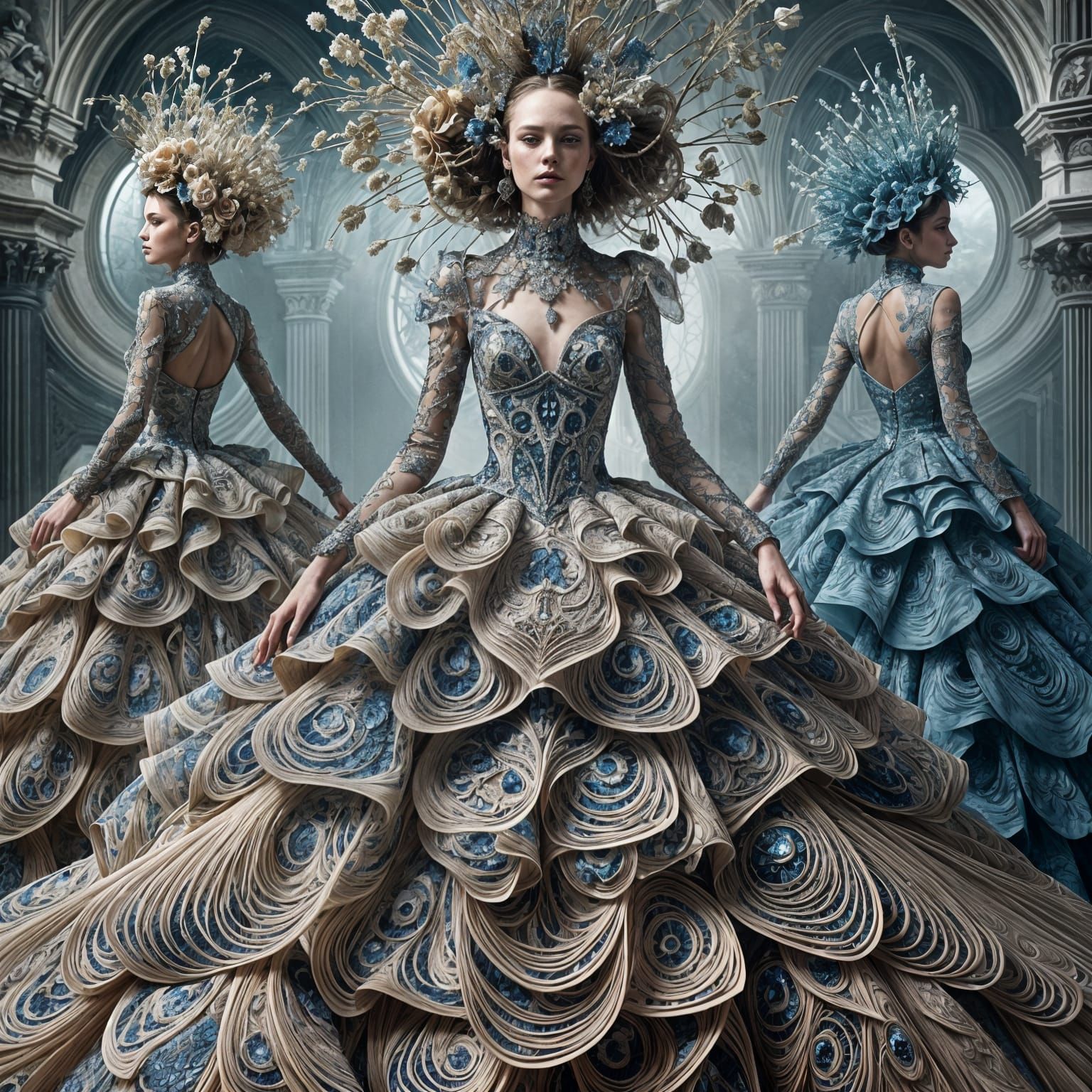 Fractal Haute Couture Gown in McQueen Style