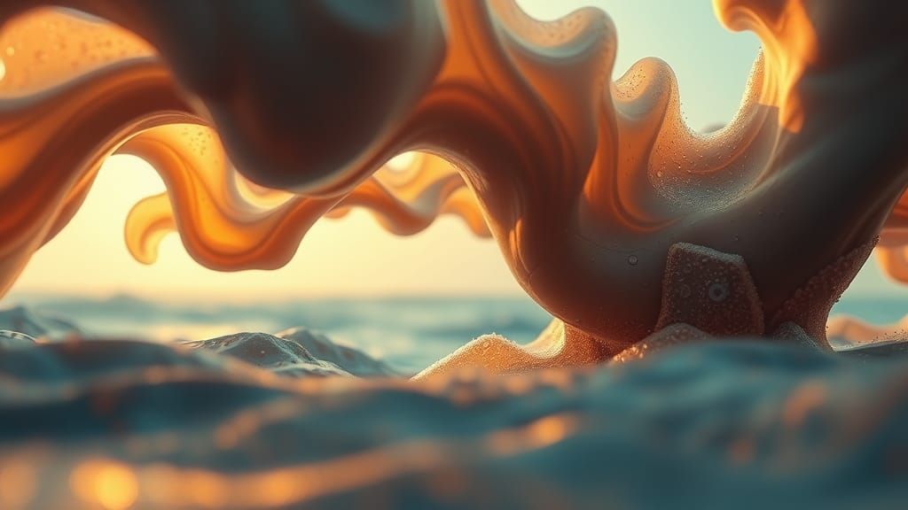 Abstract Sci-Fi Sea Scene in Hyperrealistic Style