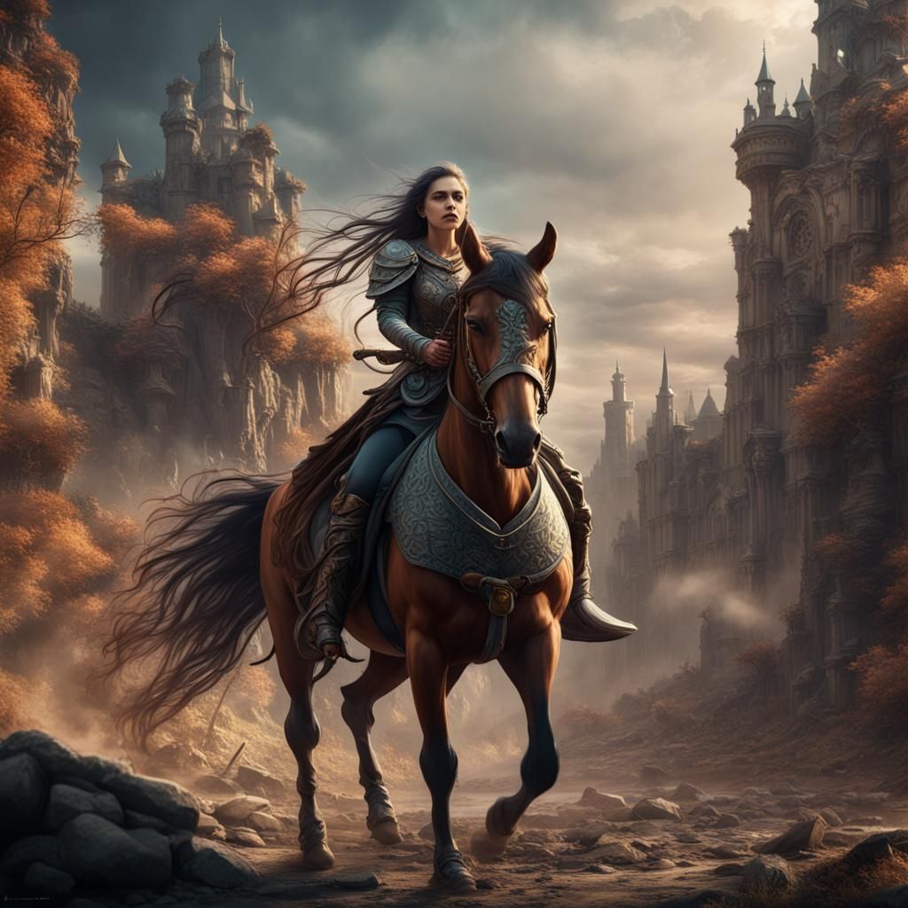 15th Century Woman Warrior Leads Squadron: Detailed Matte Pa...