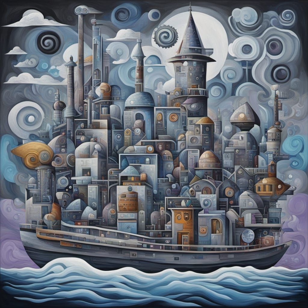 Surreal Steampunk Cyberpunk Coffee Art