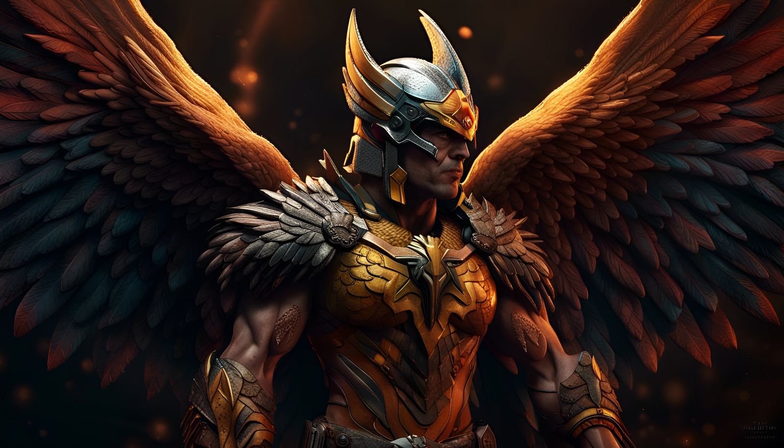 Hawkman Portrait in Detailed Matte Painting Style