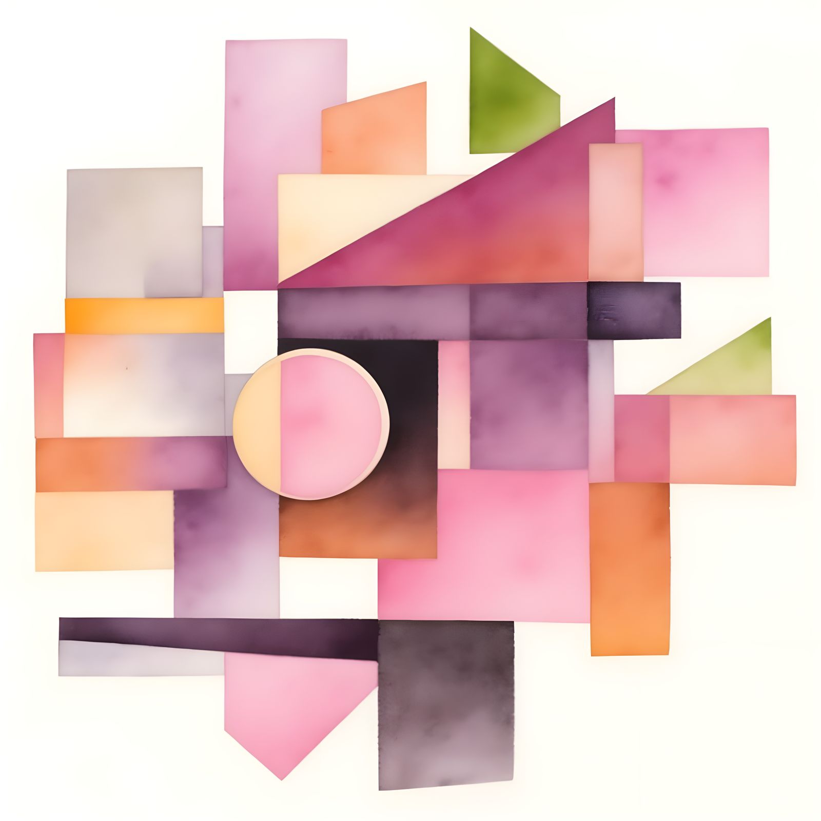 Abstract Geometric Shapes in Watercolor Style