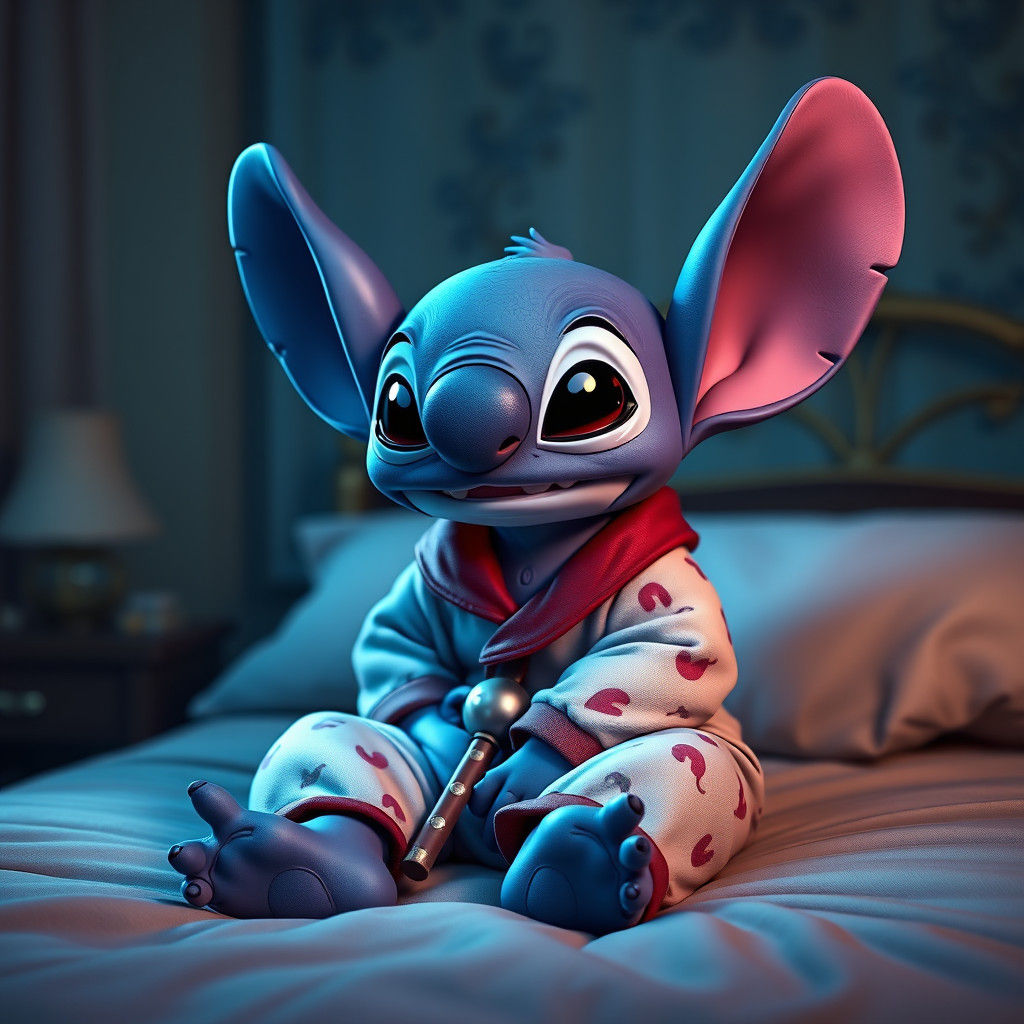 Stitch in Pajamas: Detailed Matte Painting