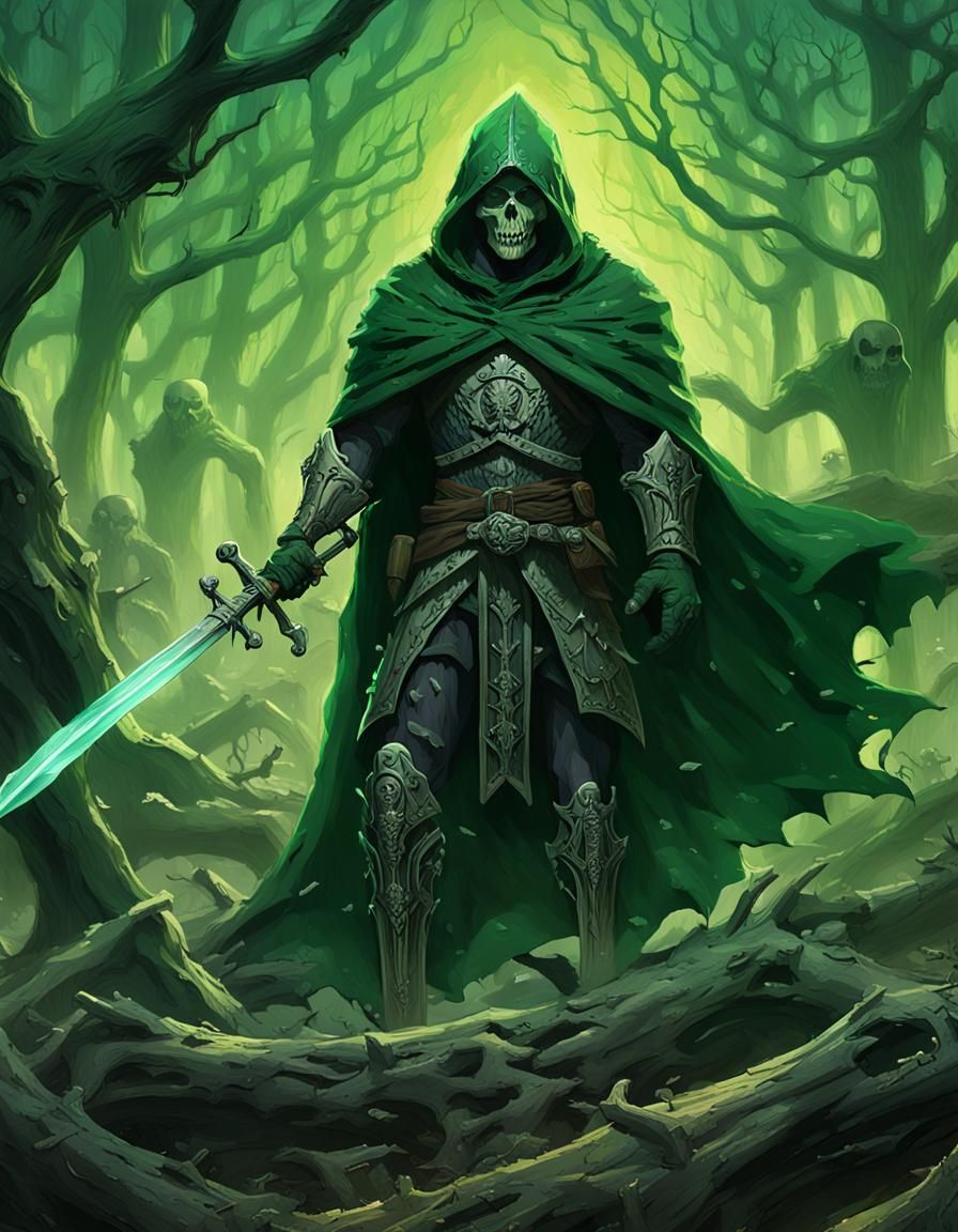 Knight Battles Skeletons in Poisonous Forest
