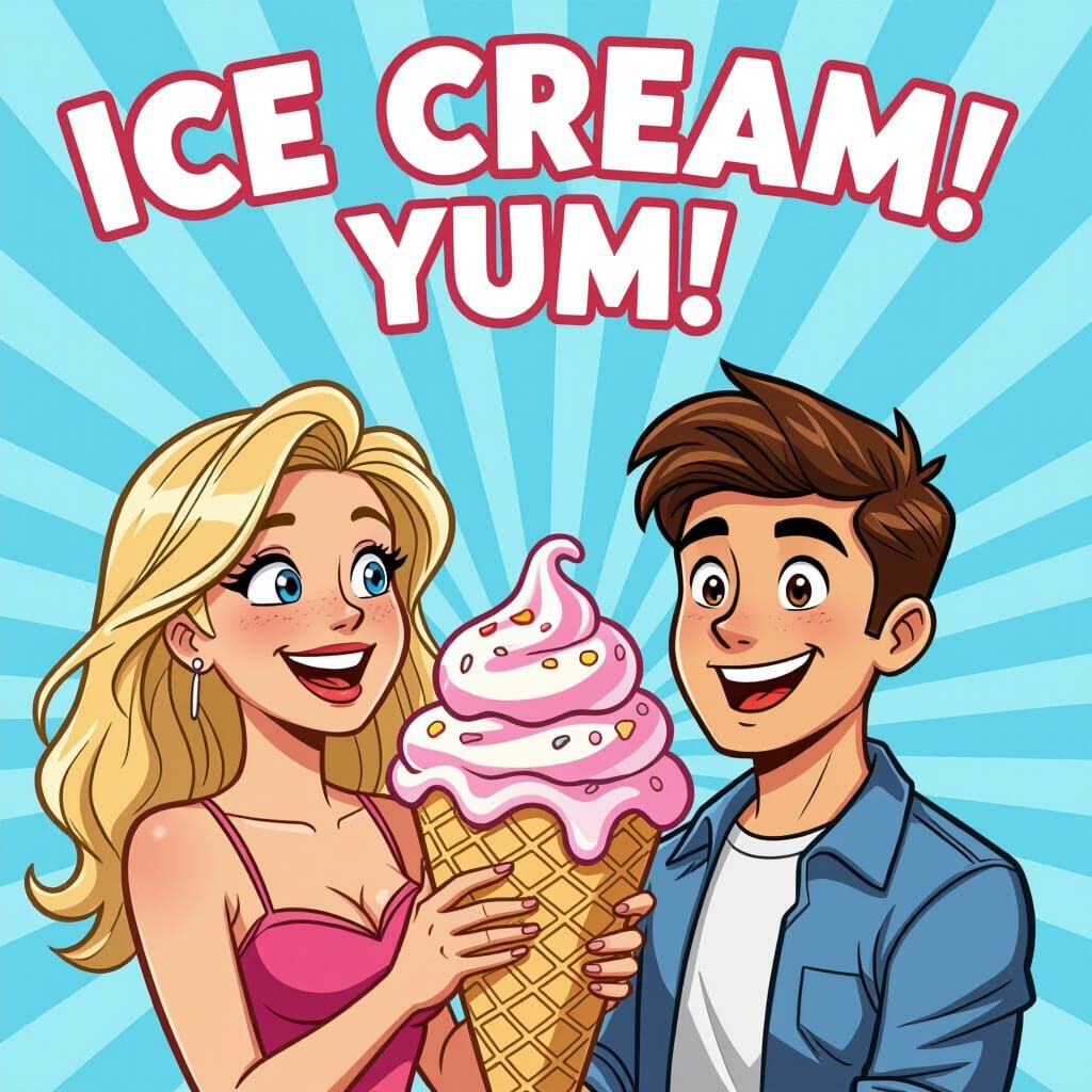Ice Cream! Yum! Comic Book Album Cover Art