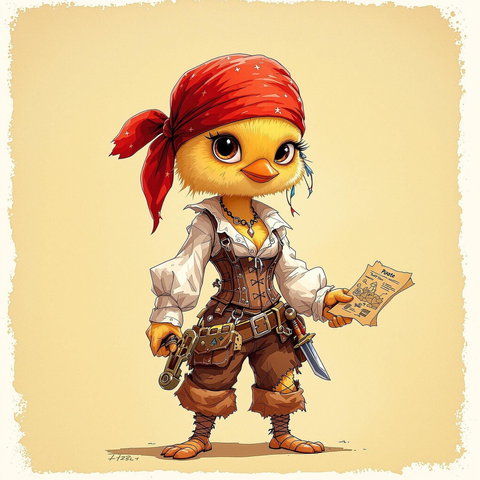 Surreal Pirate Chick in Whimsical French Comic Book Style