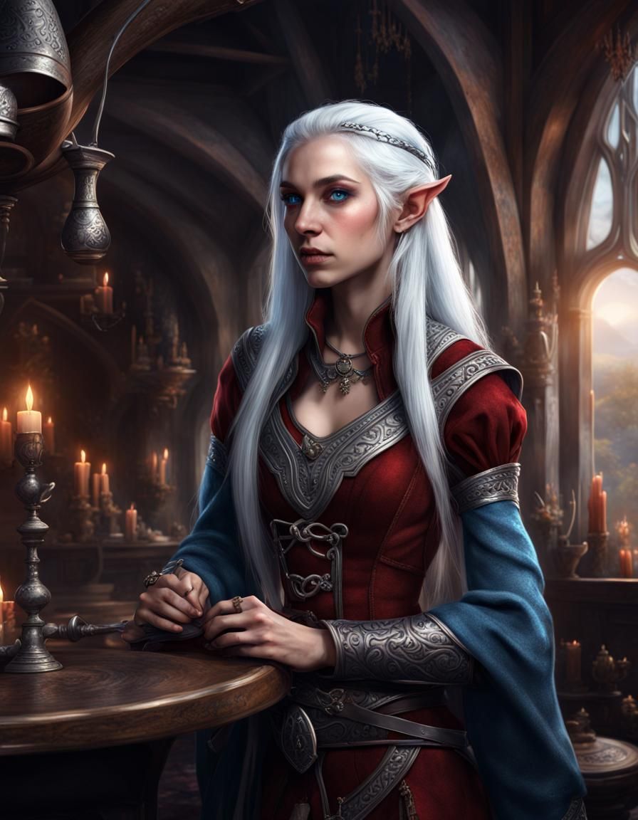 Fantasy Elf Bard Performing in Inn