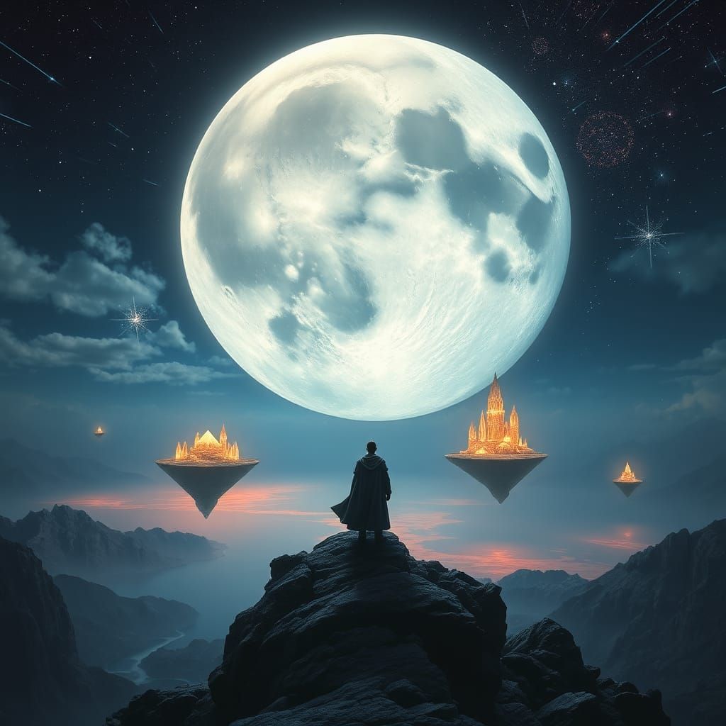 A Celestial Masterpiece: The Glowing Moon Dominates the Nigh...