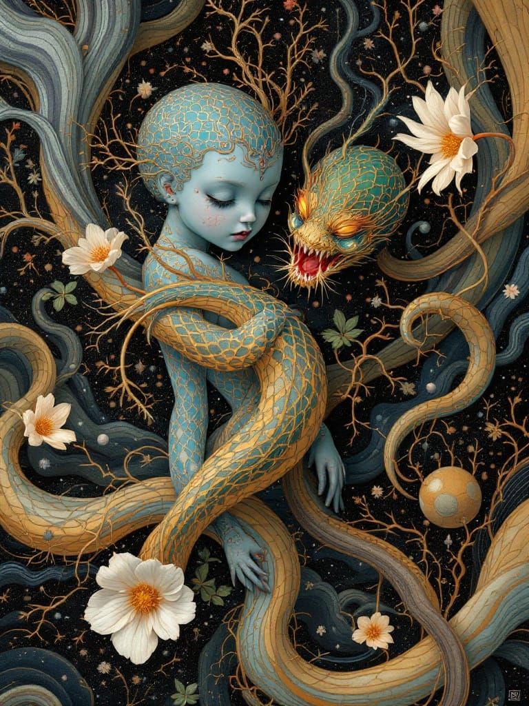 Melancholic Portrait Against Dark Tsingy Vert