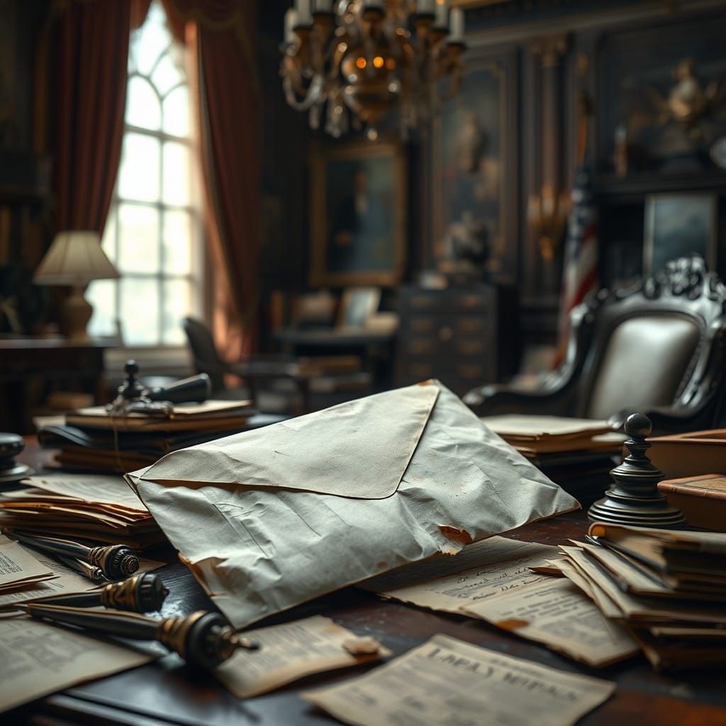 Abandoned Letter Envelope in a 19th Century Office