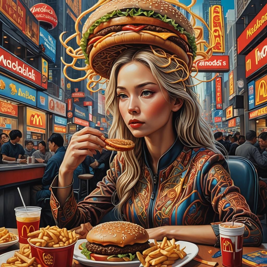 Surreal Woman at McDonald's in Times Square