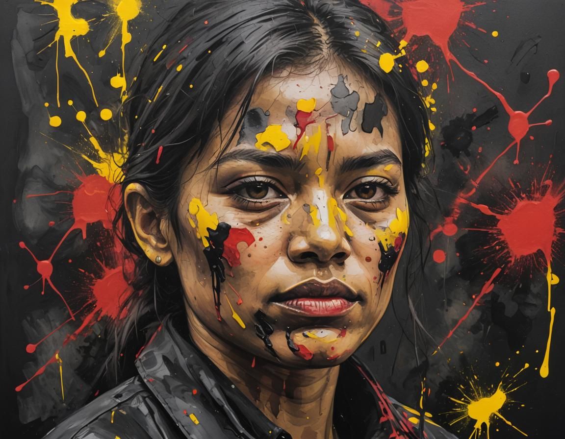 Tachisme Portrait with Dynamic Brushwork