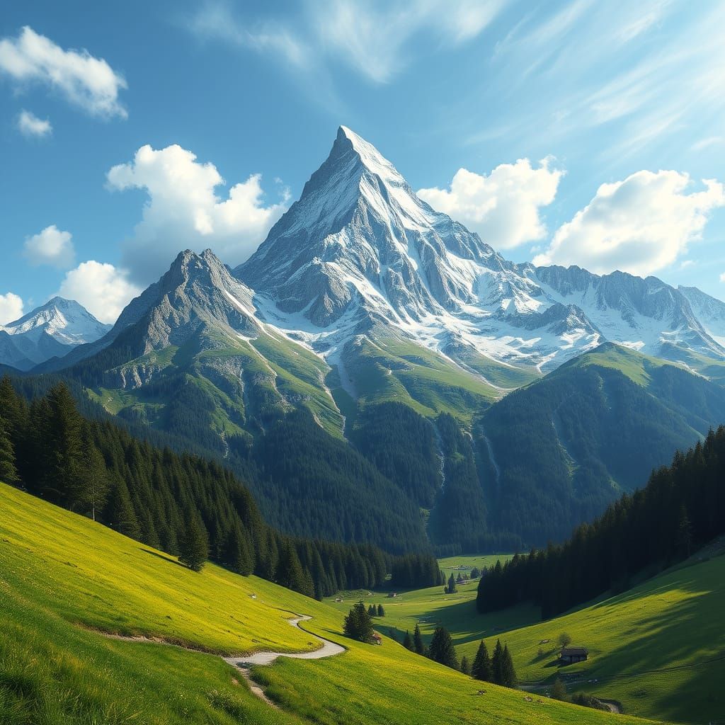 Eiger North Face in a Vibrant Swiss Valley