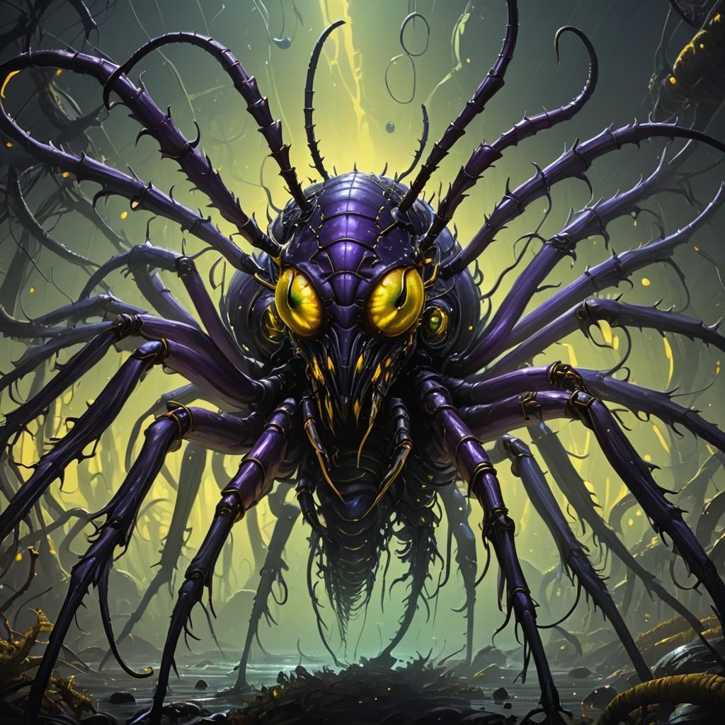 Giant Bioluminescent Ant in Dark Fantasy Style